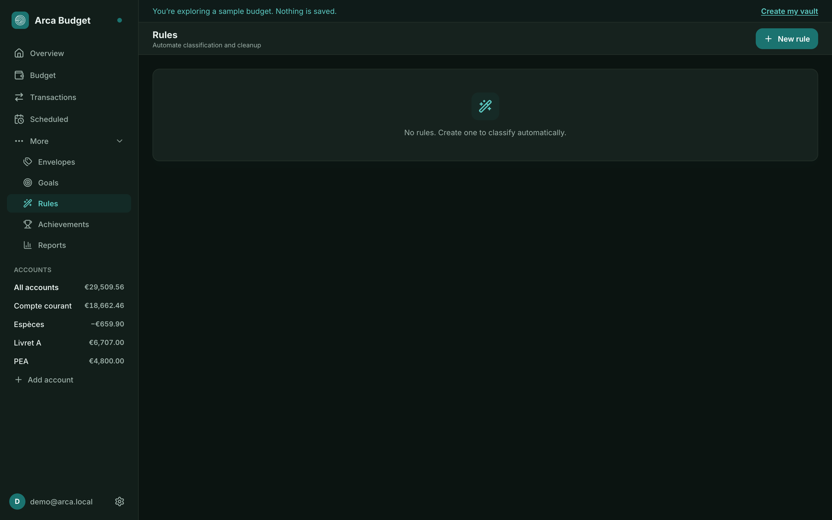 If/Then rule editor in Arca Budget
